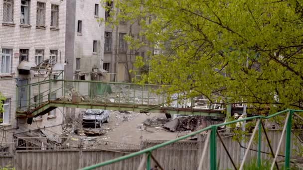 Kyiv Ukraine 2022 Destructions Buildings Rocket War — стокове відео