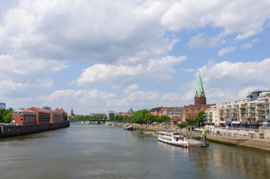 Cityscape weser Nehri, bremen, Almanya