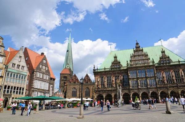 Prefeitura histórica e cidade velha de Bremen, Alemanha — Fotografia de Stock