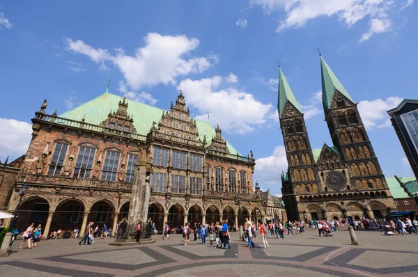 Historiska stadshuset och katedralen i bremen, Tyskland — Stockfoto