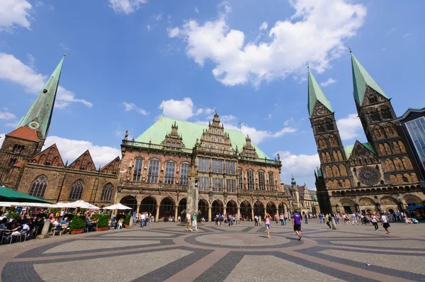 Ayuntamiento histórico y la catedral de Bremen, Alemania — Foto de Stock