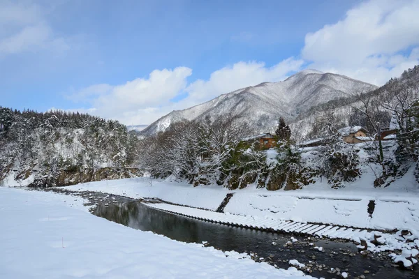 Shirakawa-go kışın tarihi Köyü — Stok fotoğraf