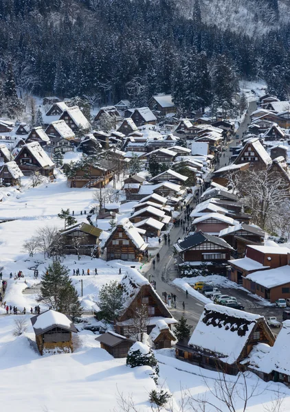 Shirakawa-go kışın tarihi Köyü — Stok fotoğraf