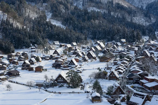 Shirakawa-go kışın tarihi Köyü — Stok fotoğraf