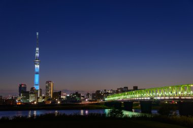 Tokyo sky tree alacakaranlıkta