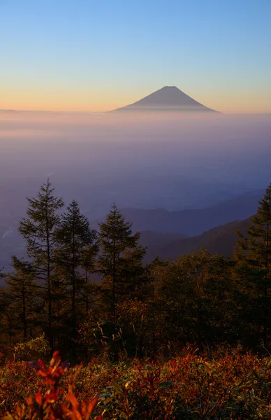 Mt.Fuji ve sabahın erken saatlerinde bulutlar deniz — Stok fotoğraf