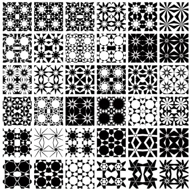 36 tek renkli geometrik Dikişsiz desen seti.