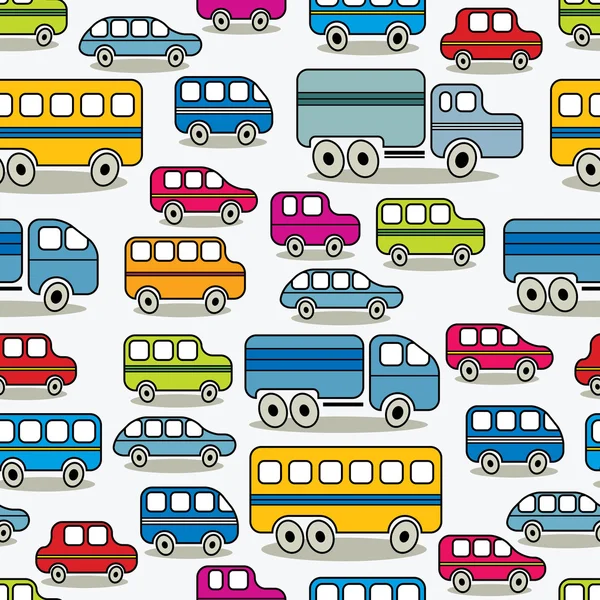 Dibujos animados coches patrón sin costura . — Archivo Imágenes Vectoriales