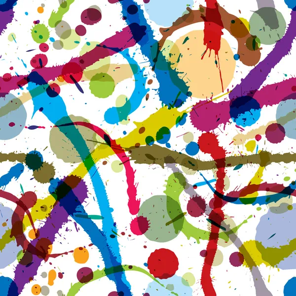 Colorful ink splatters and drops seamless pattern. — Stockvector