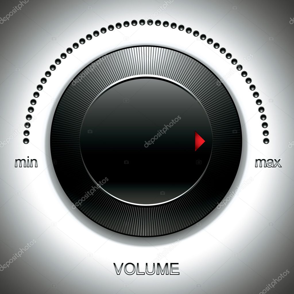 Big black volume knob with calibration vector illustration.