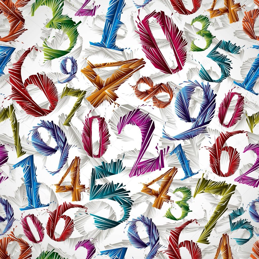 Graphic stylized numbers seamless pattern.