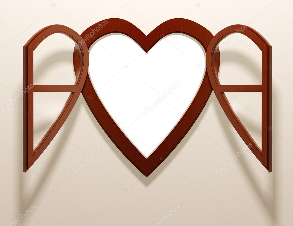 Heart shaped open window.