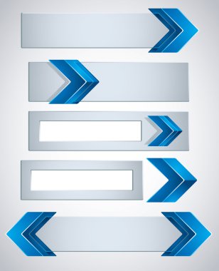 3D afiş mavi oklarla bitmiş.