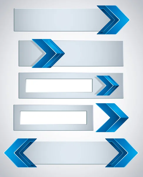 3D banery wykończone niebieskie strzałki. — Wektor stockowy