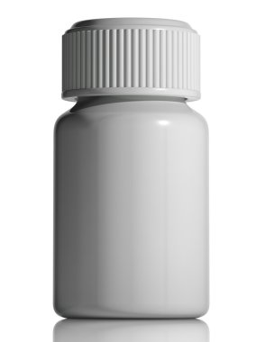 Beyaz plastik tıp şişe.