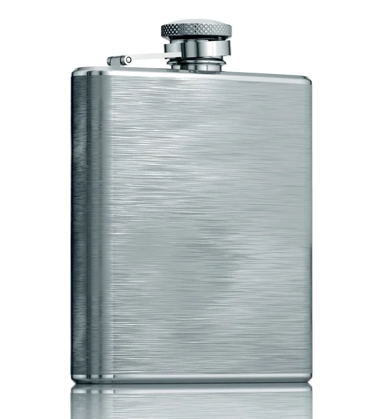 Stainless hip flask isolated. — Stock Photo, Image