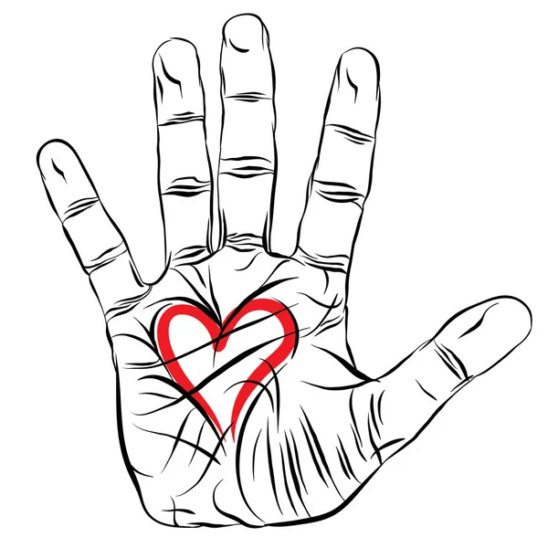 Hand met hart, liefde symbool, vector. — Stockvector