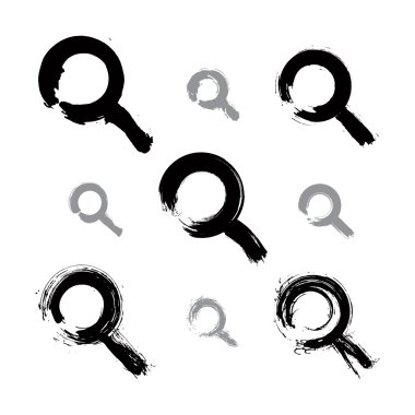 el yapımı tek renkli Büyüteç simgeler izole o dizi