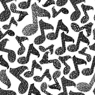 müzik Tema seamless modeli, müzik notaları yinelenen bac vektör.