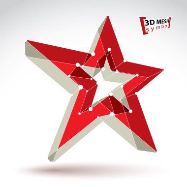 3d mesh soviet red star sign isolated on white background, color