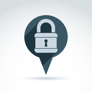 vektör tek renkli konuşma balonu üzerinde beyaz izole bir asma kilit ile