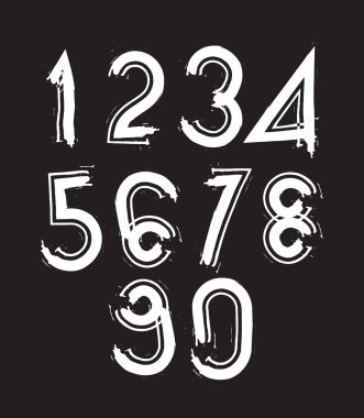 beyaz el yazısı numaraları, vektör doodle rakamlar, el-p fırçaladı.