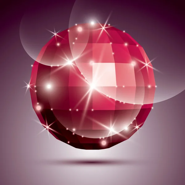 Strana dimenzionální červené šumivé disco koule vytvořené z geometri — Stockový vektor