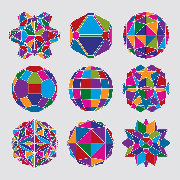 Colección de esferas dimensionales complejas y geométricas abstractas — Archivo Imágenes Vectoriales
