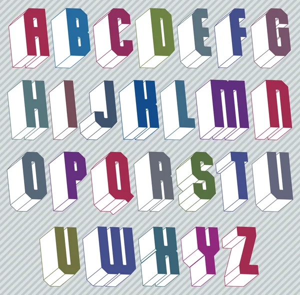 좋은 스타일으로 3d 글꼴 간단한 모양의 기하학적 편지 정리 alphabe — 스톡 벡터
