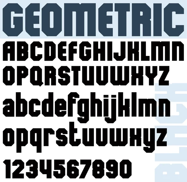 Musta lihavoitu fontti ja numerot, klassinen geometrinen juliste kirjaimet . — vektorikuva