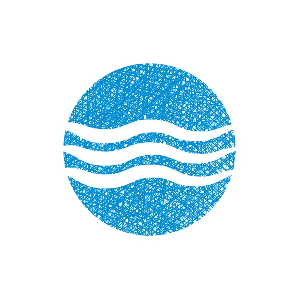 Ícone de água de onda, ícone abstrato, símbolo vetorial com mão desenhada l — Vetor de Stock
