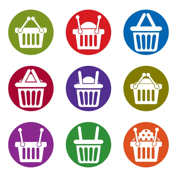 Shopping basket icons isolated on white background vector set, s — Stock Vector