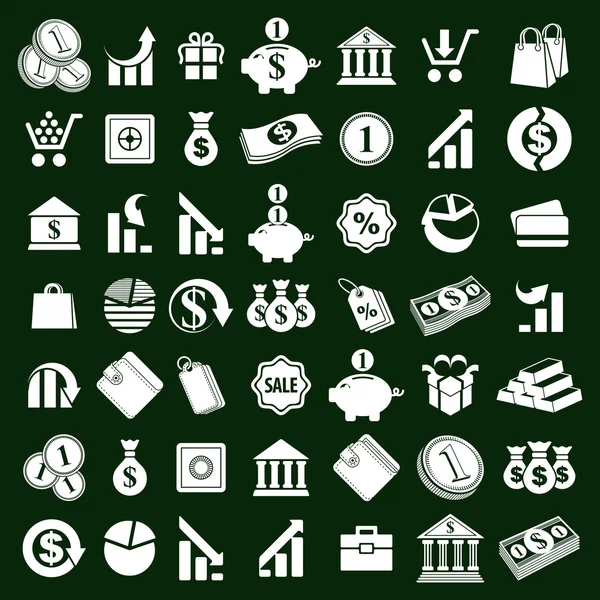 Ensemble vectoriel icônes d'argent, thème financier symboles simplistes vecteur — Image vectorielle