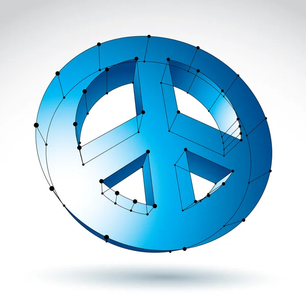 3d malha azul ícone de paz isolado no fundo branco, colorido l — Vetor de Stock