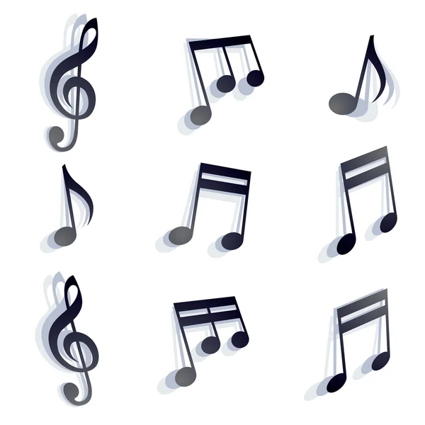 Vector black monochromatic musical notes and symbols isolated on — Stock Vector