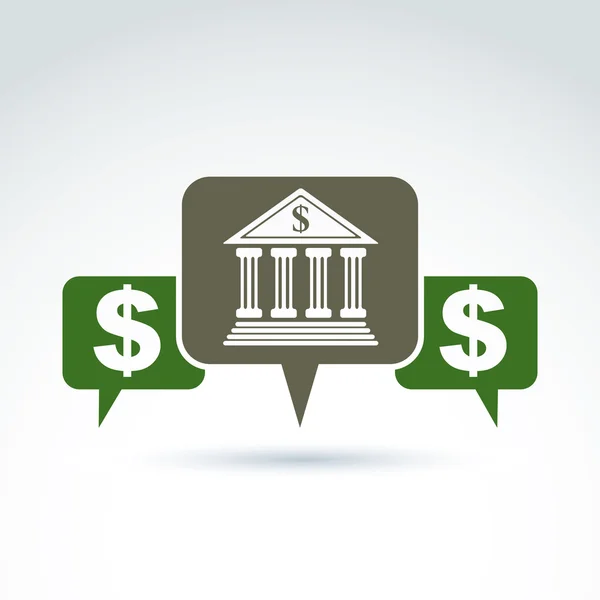 Vector banking symbol, financial institution icon. Speech bubble — Stock Vector