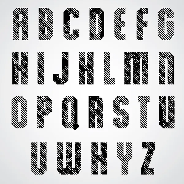 Grunge zwarte wreef hoofdletters, decoratieve gestreepte lettertype op — Stockvector