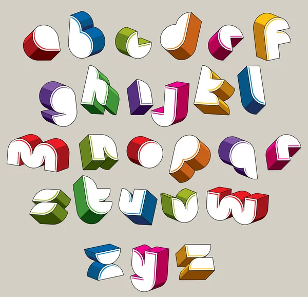 Fuente futurista 3d, vector de letras brillantes y coloridas . — Vector de stock