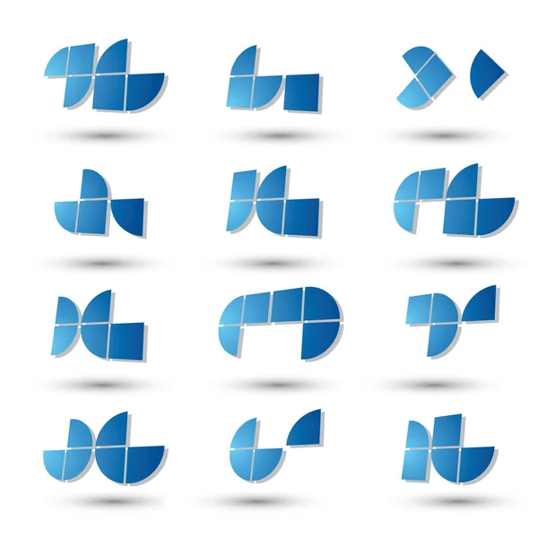 Conjunto de símbolos simplistas geométricos 3d abstratos, vetor abstrato ic — Vetor de Stock