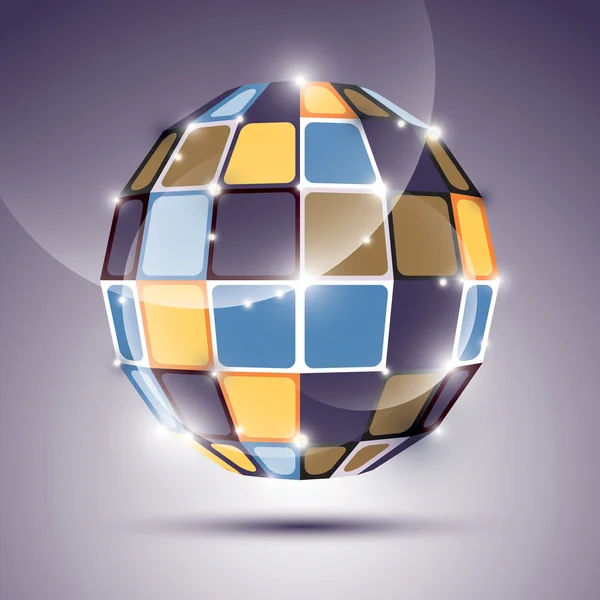 3D glossy mirror ball created from geometric figures. Vector fes — Stock Vector