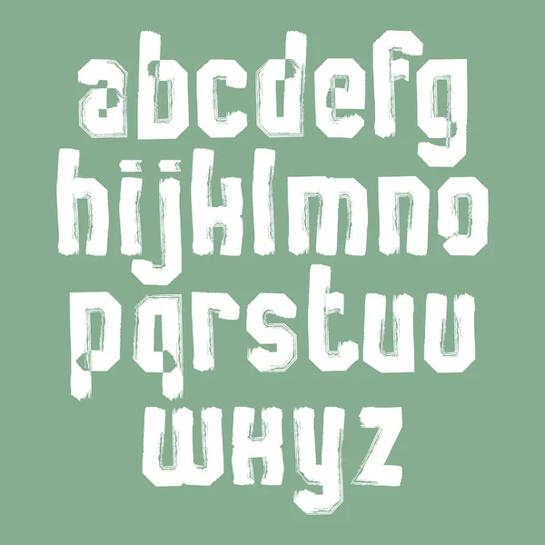 Vecteur blanc écrit à la main lettres minuscules isolées, peint en bleu — Image vectorielle