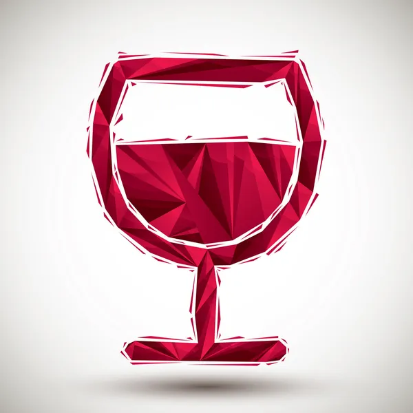 Red wine glass geometric icon made in 3d modern style, best for — Stock Vector