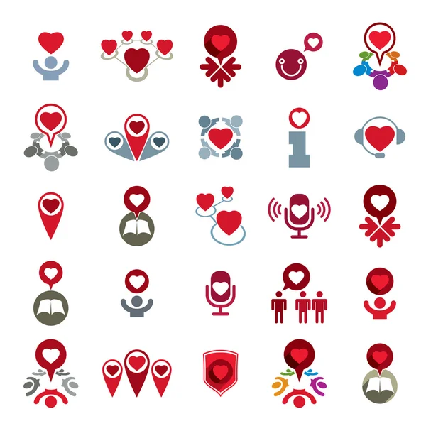 Liefde thema vector iconen set, conceptuele valentine en romantische s — Stockvector