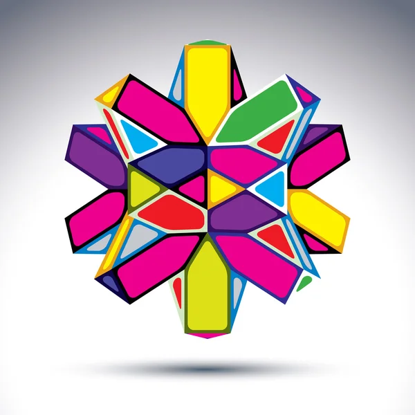 Riche 3d fractale psychédélique figure construite à partir de triangles et — Image vectorielle
