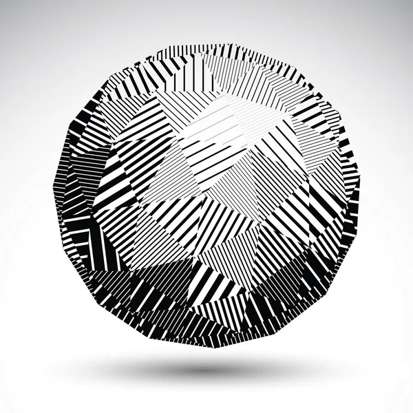 Triangular abstract dimensional striped sphere, vector digital e — Stock Vector