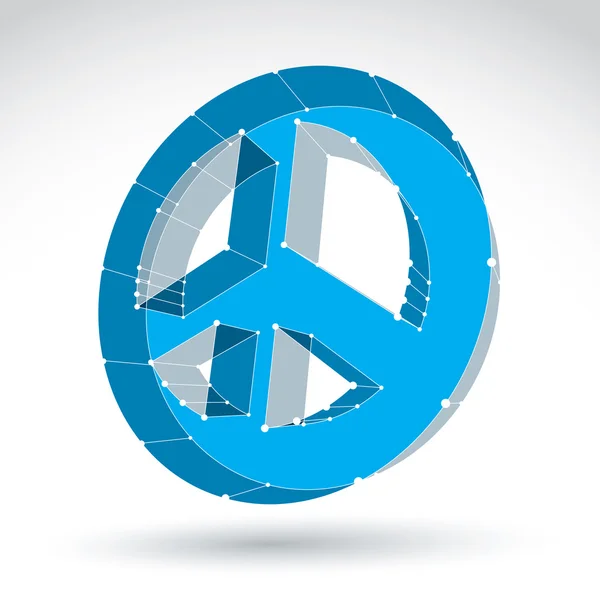 3d mesh blue web peace icon isoliert auf weißem Hintergrund, farbig — Stockvektor