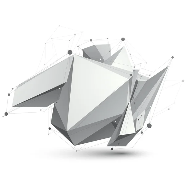 Triangular abstract grayscale 3D shape, vector digital eps8 latt — Stock Vector