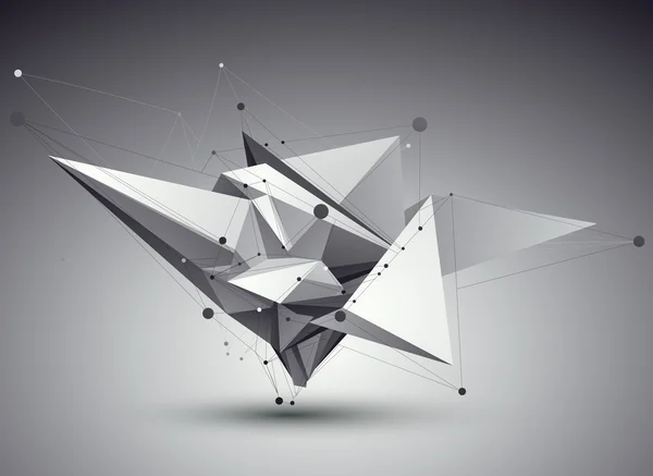 3D vector abstracto tecnología ilustración, perspectiva geométrica unus — Vector de stock