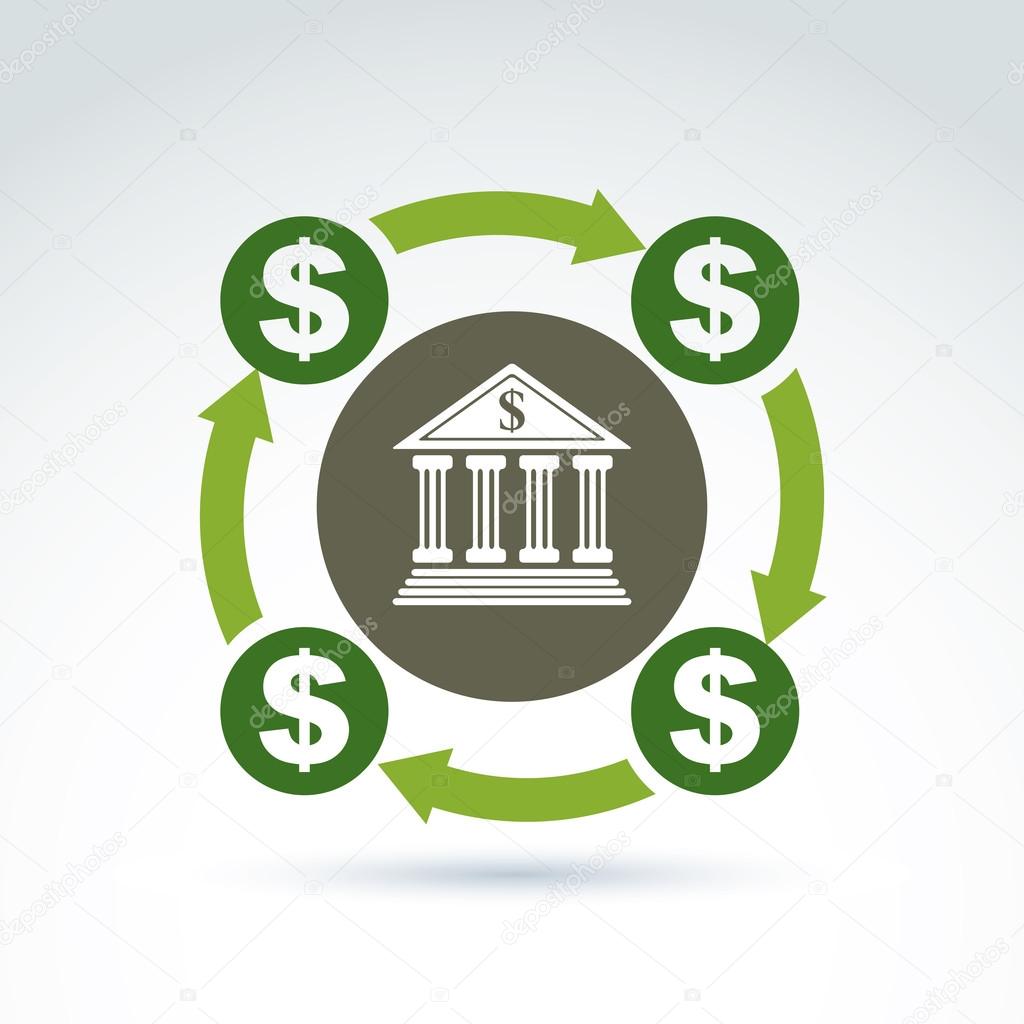 Vector banking symbol, financial system icon. Circulation of mon