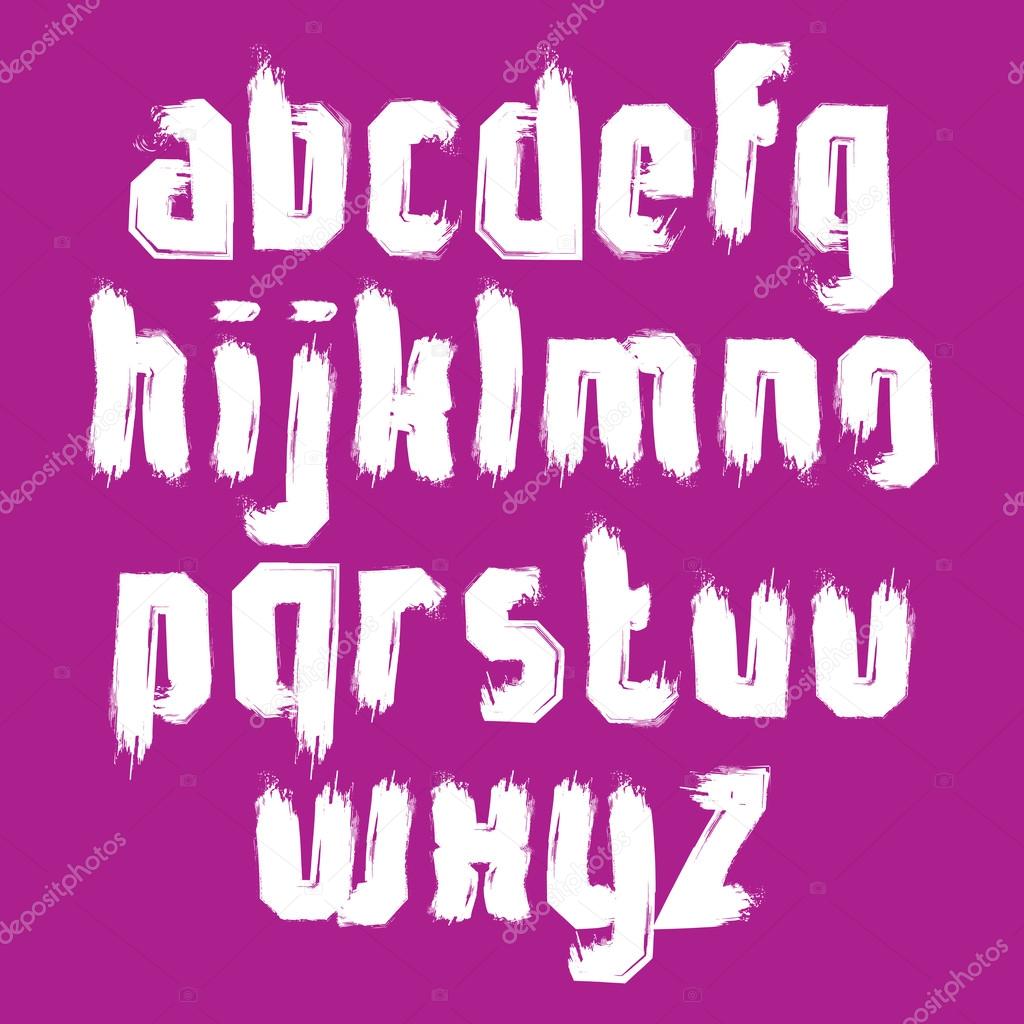 Vector alphabet letters set, hand-drawn unusual script, white br